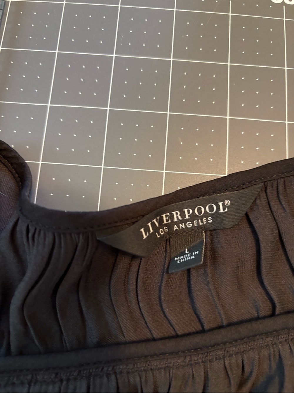 Liverpool Black V-Neck Pleated Long-Sleeve Blouse - Picture 5 of 8